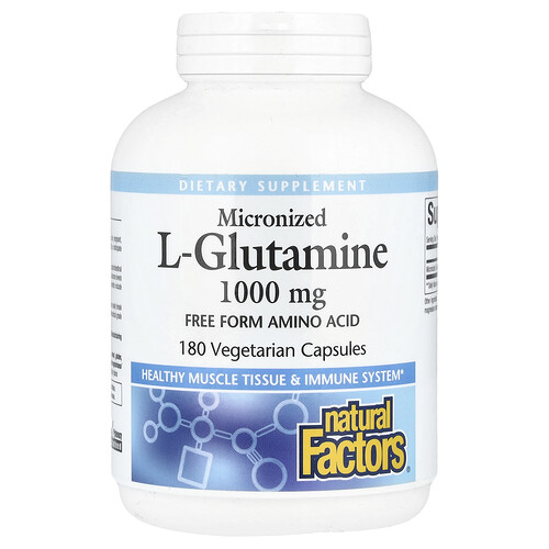 Natural Factors, Micronized L-Glutamine, mikronisiertes L-Glutamin, 1.000 mg, 180 pflanzliche Kapseln
