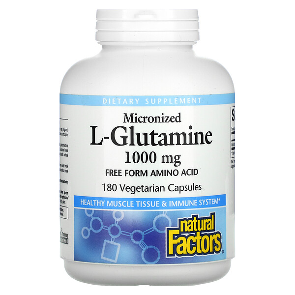 Natural Factors, Micronized L-Glutamine, mikronisiertes L-Glutamin, 1.000 mg, 180 pflanzliche Kapseln