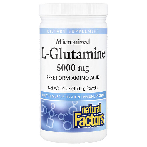 Natural Factors, Micronized L-Glutamine Powder, mikronisiertes L-Glutamin-Pulver, 454 mg (16 oz.)