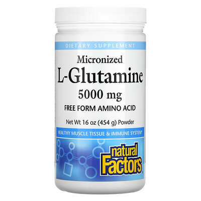 Natural Factors Micronized L-Glutamine, Powder, 5,000 mg, 16 oz (454 g)