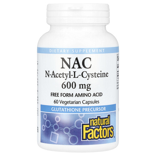 Natural Factors, NAC, N-Acetyl-L-Cysteine, 600 mg, 60 Vegetarian Capsules