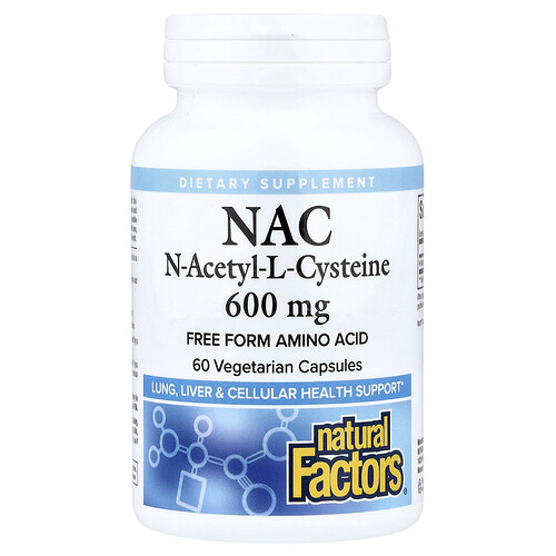 Natural Factors, NAC, N-Acetyl-L-Cysteine, 600 mg, 60 Vegetarian Capsules