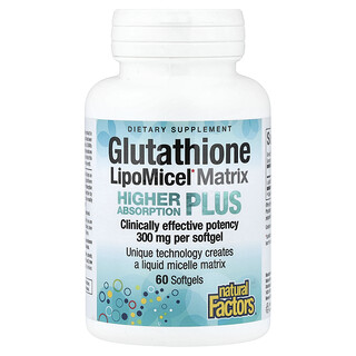 Natural Factors, Glutathione LipoMicel Matrix, 60 Softgels (300 mg per Softgel)