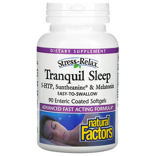 Natural Factors, 缓解压力，宁静睡眠，90 粒肠溶软胶囊