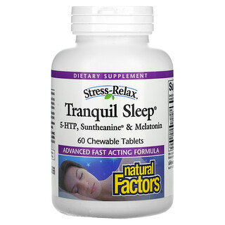 Natural Factors, Stress-Relax, Tranquil Sleep, добавка для здорового сна, 60 жевательных таблеток
