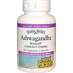 Natural Factors, Stress-Relax, Ashwagandha, Sensoril, 60 comprimés végétaux