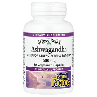 Natural Factors, Stress-Relax®, Ashwagandha, 600 mg, 30 cápsulas vegetales