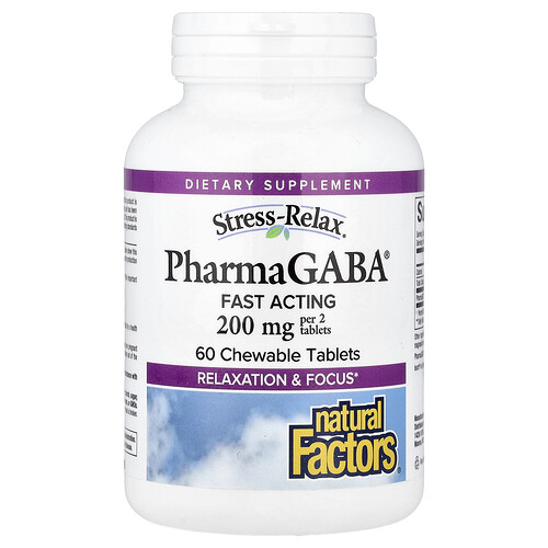 Natural Factors, Stress-Relax®, PharmaGABA®, 60 Kautabletten (100 mg pro Tablette)