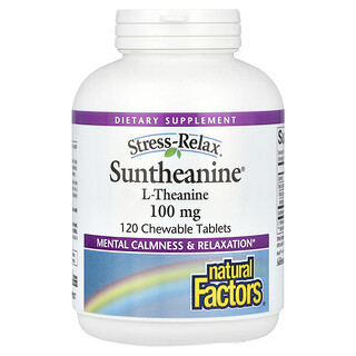 Natural Factors, Stress-Relax, Suntheanine L-Theanine, 100 mg, 120 Chewable Tablets