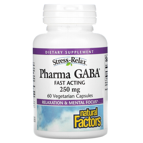 Natural Factors, Stress-Relax, Pharma GABA, 250 mg, 60 Kapsul Vegetarian
