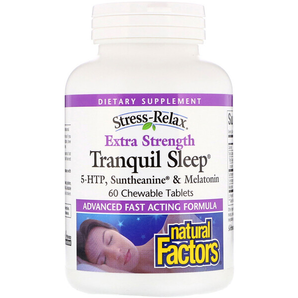 Natural Factors, Stressabbau, extra tiefer, ruhiger Schlaf, 60 Kautabletten