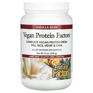 Natural Factors, Eléments de protéine végétalienne, Gousse de vanille, 12 oz (340 g)