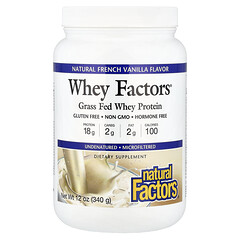 Whey Factors, сироватковий протеїн від тварин трав’яного відгодовування, натуральна французька ваніль, 340 г (12 унцій)