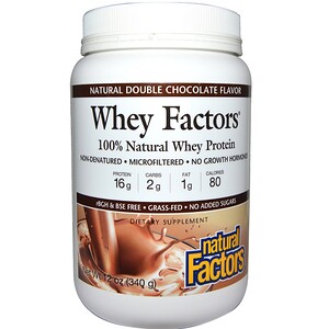 Натурал Факторс, Whey Factors, 100% Natural Whey Protein, Natural Double Chocolate Flavor, 12 oz (340 g) отзывы покупателей