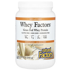 Whey Factors, сироватковий протеїн від тварин трав’яного відгодовування, без смакових добавок, 340 г (12 унцій)