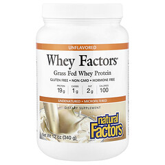 Whey Factors, сироватковий протеїн від тварин трав’яного відгодовування, без смакових добавок, 340 г