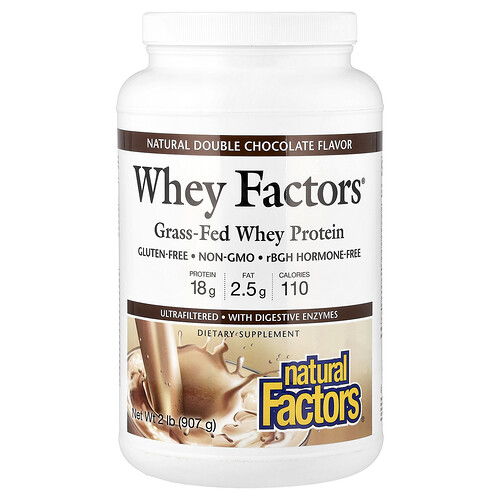 Natural Factors, Whey Factors®, Grass-Fed Whey Protein, Natural Double Chocolate, 2 lb (907 g)