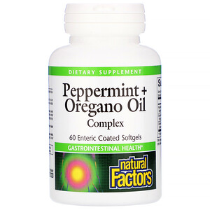 Отзывы о Натурал Факторс, Peppermint + Oregano Oil Complex, 60 Enteric Coated Softgels