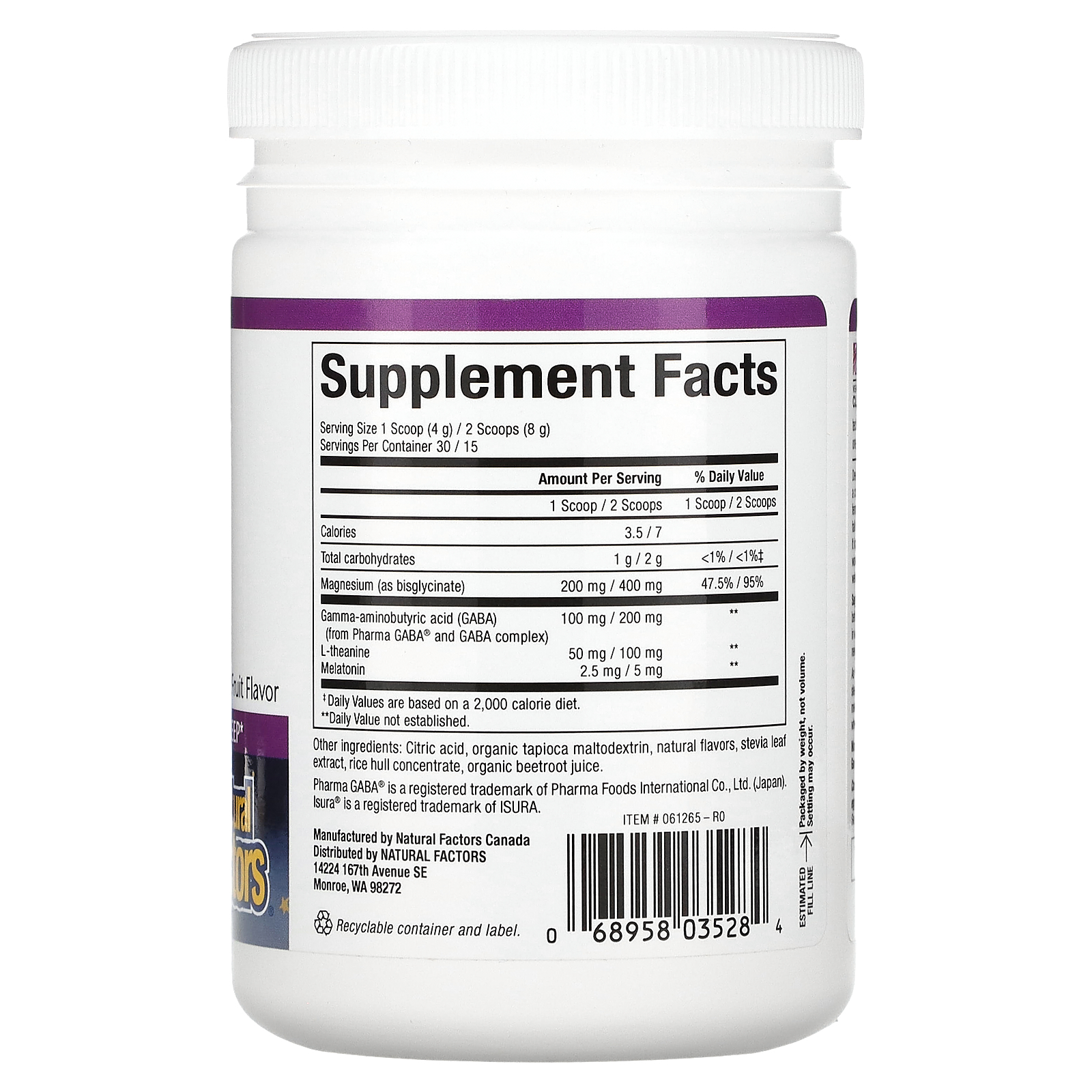 Natural Factors, StressRelax, Nighttime Magnesium Bisglycinate with