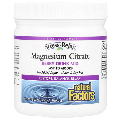 Natural Factors, Stress-Relax®, Magnesiumcitrat-Pulver, Beeren-Trinkmischung, 250 g (8,8 oz.)