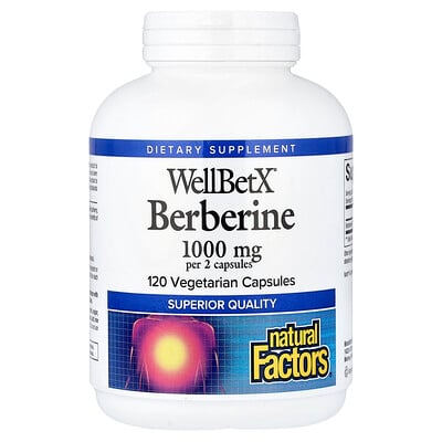 Natural Factors, WellBetX®; Berberina, 120 cápsulas vegetales (500 mg por cápsula)