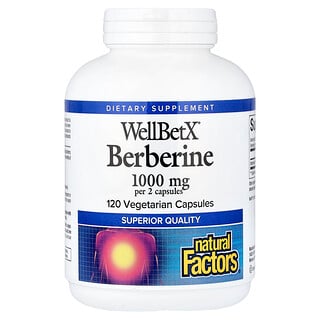 Natural Factors, WellBetX®, берберин, 120 вегетарианских капсул (500 мг в 1 капсуле)
