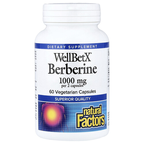 ナチュラル ファクター ズ Natural Factors, WellBetX®（ウェルベットX）ベルベリン、ベジカプセル60粒（1粒あたり500mg）