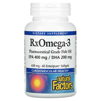 Natural Factors RxOmega-3, 630 mg, 60 Enteripure Softgels