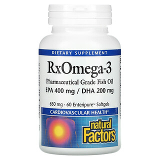 Natural Factors, RxOmega-3, 630 mg, 60 Enteripure Softgels