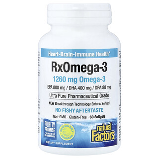 Natural Factors, RxOmega-3, 60 Softgels (630 mg pr. Softgel)