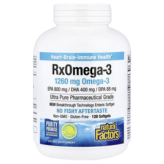 Natural Factors, RxOmega-3, 1260 mg, 120 cápsulas blandas (630 mg por cápsula blanda)