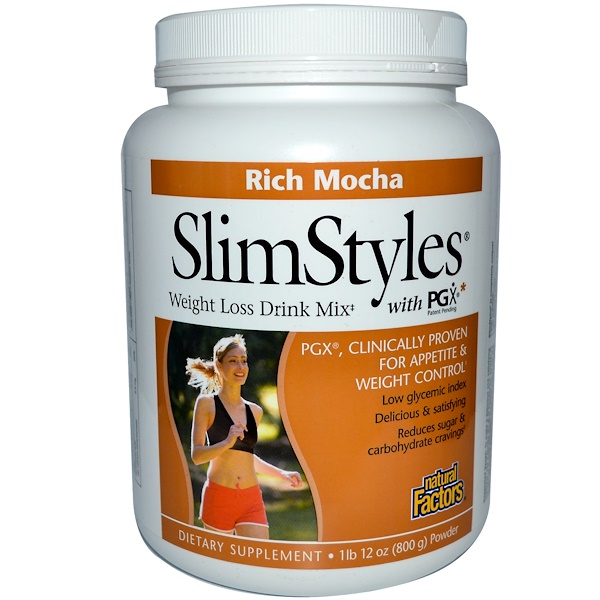 Natural Factors, SlimStyles Weight Loss Drink Mix with PGX, Rich Mocha