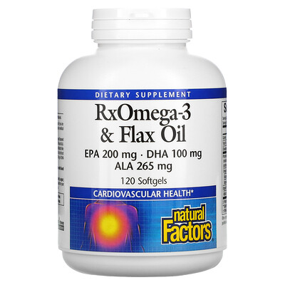 

Natural Factors RxOmega-3 и льняное масло, 120 мягких таблеток