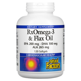 Natural Factors, RxOmega-3 и льняное масло, 120 мягких таблеток