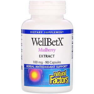 Натурал Факторс, WellBetX, Mulberry Extract, 100 mg, 90 Capsules отзывы покупателей