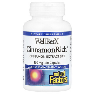 Natural Factors, WellBetX®, CinnamonRich®, 150 mg, 60 kapszula
