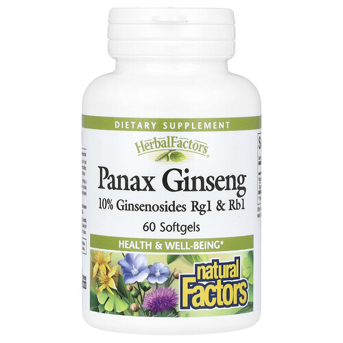 Natural Factors HerbalFactors, Panax Ginseng, 100 mg, 60 Softgels
