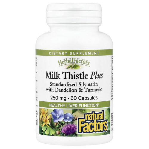 Natural Factors, Herbal Factors®, Milk Thistle Plus, 250 mg, 60 Capsules