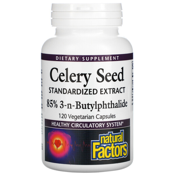 Natural Factors, Celery Seed 85% 3-n-Butylphthalide, 120 Vegetarian Capsules