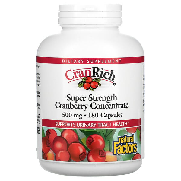 Natural Factors, CranRich, Super Strength, Cranberry Concentrate, 500 mg, 180 Capsules