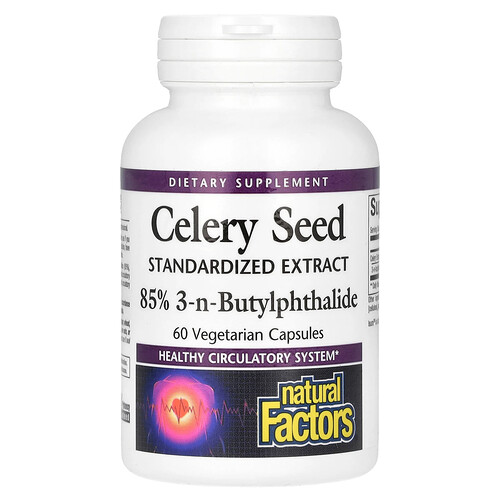 Natural Factors Celery Seed, Standardized Extract, 60 Vegetarian Capsules