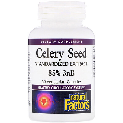 Natural Factors Семена сельдерея, стандартизированный экстракт, 60 капсул в растительной оболочке