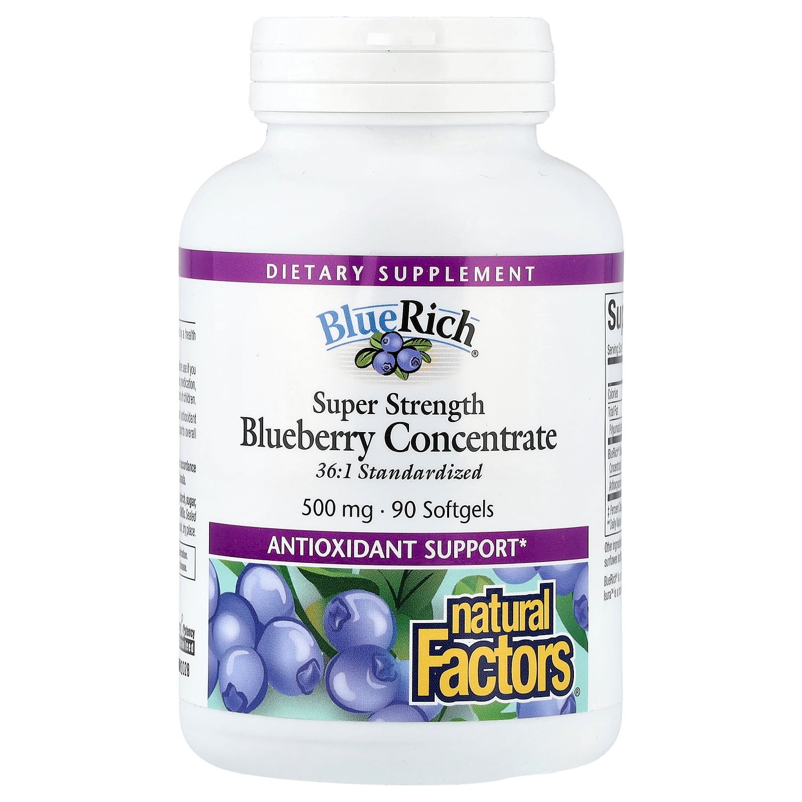 https://tw.iherb.com/p/Natural Factors, BlueRich，優效，濃縮藍莓，500 毫克，90 粒軟凝膠