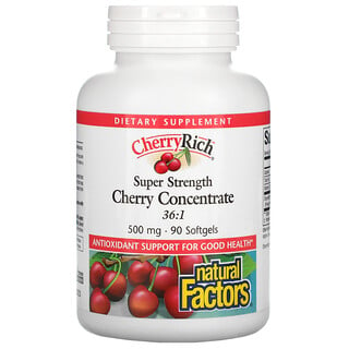 Natural Factors, Cherry Concentrate, Super Strength, 500 mg, 90 Softgels