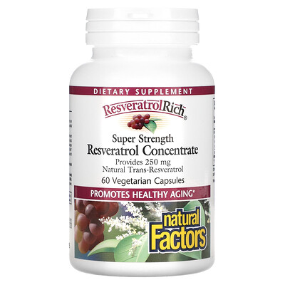 Natural Factors ResveratrolRich супер сильный концентрат ресвератрола 60 растительных капсул