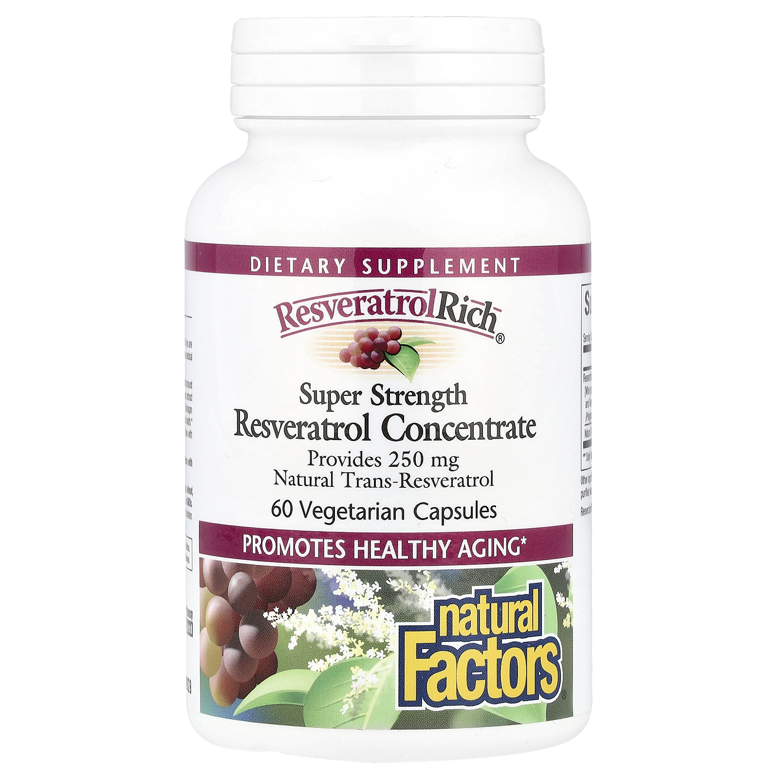 Natural Factors (내추럴팩터스), ResveratrolRich®, 레스베라트롤 농축물, 슈퍼 강도, 베지 캡슐 60정
