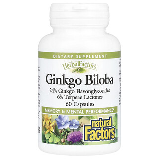 Natural Factors, HerbalFactors®, Ginkgo Biloba, 60 kapsler