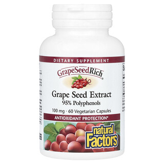 Natural Factors, GrapeSeedRich, Grape Seed Extract, 100 mg, 60 Vegetarian Capsules