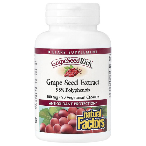 Natural Factors GrapeSeedRich, Grape Seed Extract, 100 mg, 90 Vegetarian Capsules