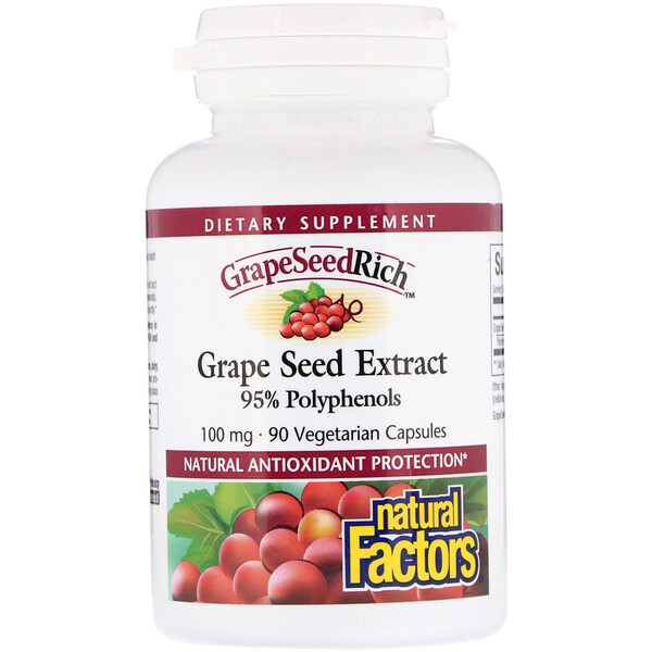 Natural Factors, GrapeSeedRich, Grape Seed Extract, 100 mg, 90 Vegetarian Capsules iHerb